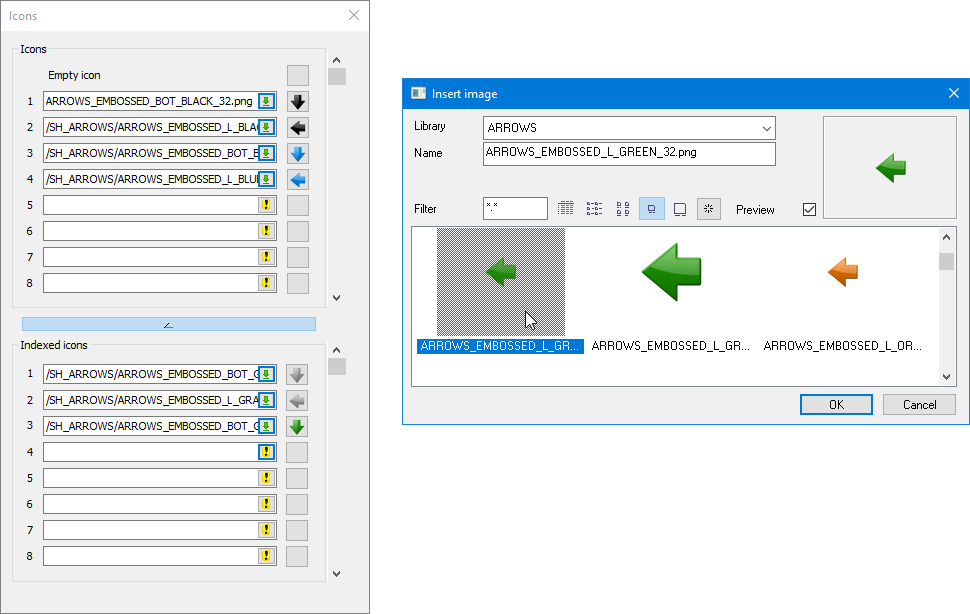 The icons selector