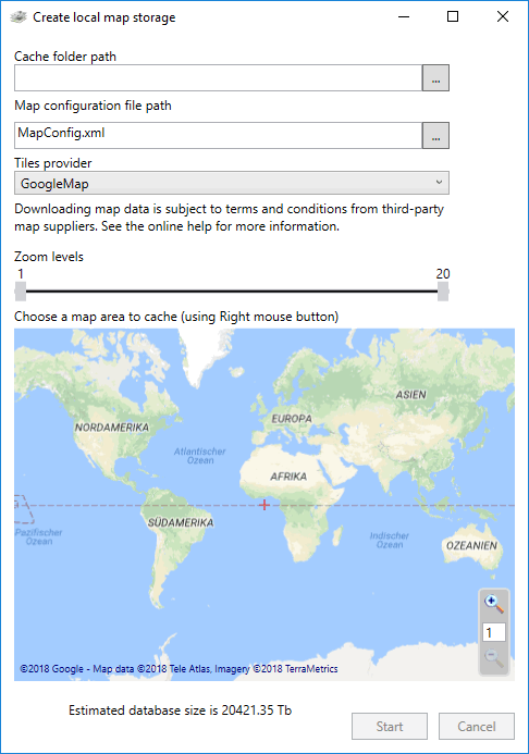 Using the map cache creator