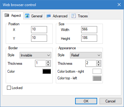 Web Browser Control dialog