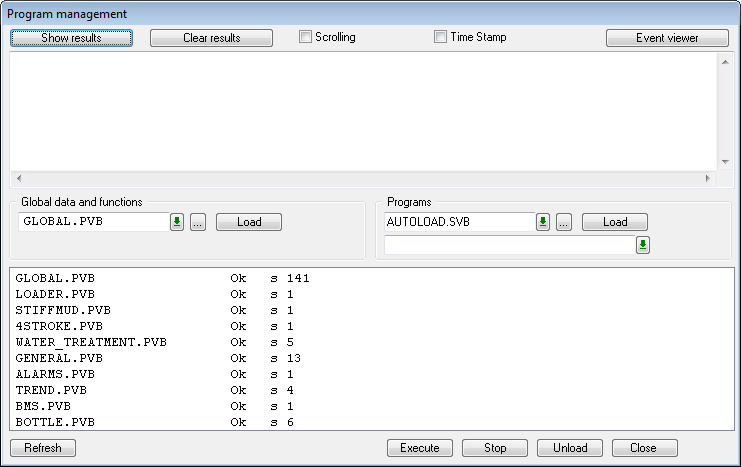 Programm Dialog Program Management