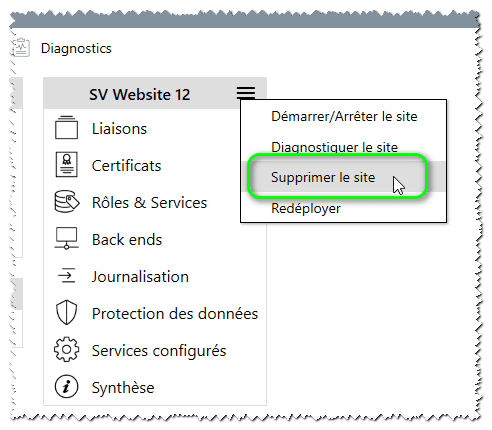 Delete web site