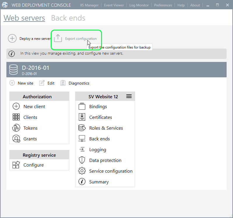 WDC 12 Export Configuration