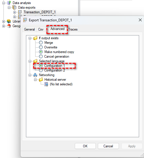 Export setting