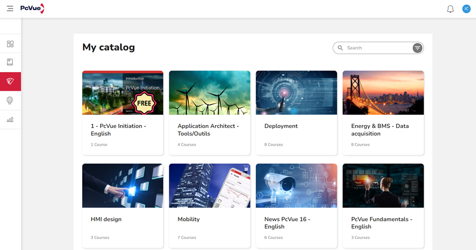 PcVue Academy interface