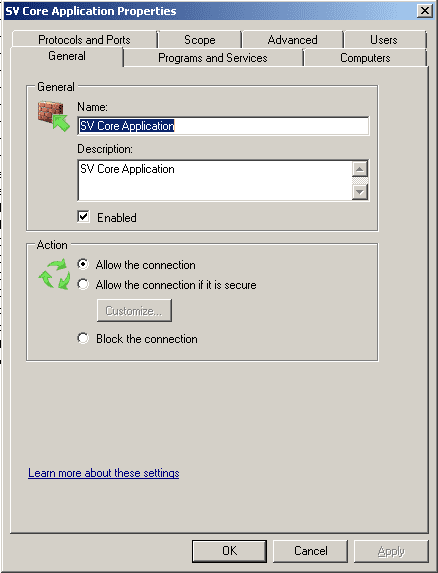 SV Core Application Properties 1 General