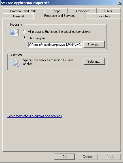 SV Core Application Properties 2 Programs and Services