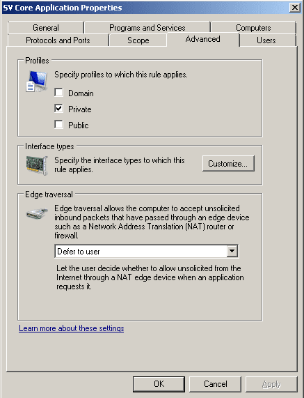 SV Core Application Properties 6 Advanced