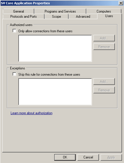 SV Core Application Properties 7 Users