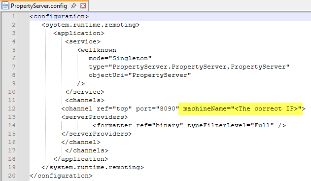 PropertyServer config PropertyServer config