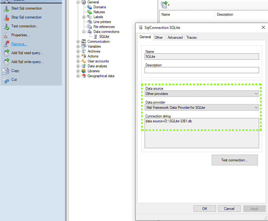 SQLite connection