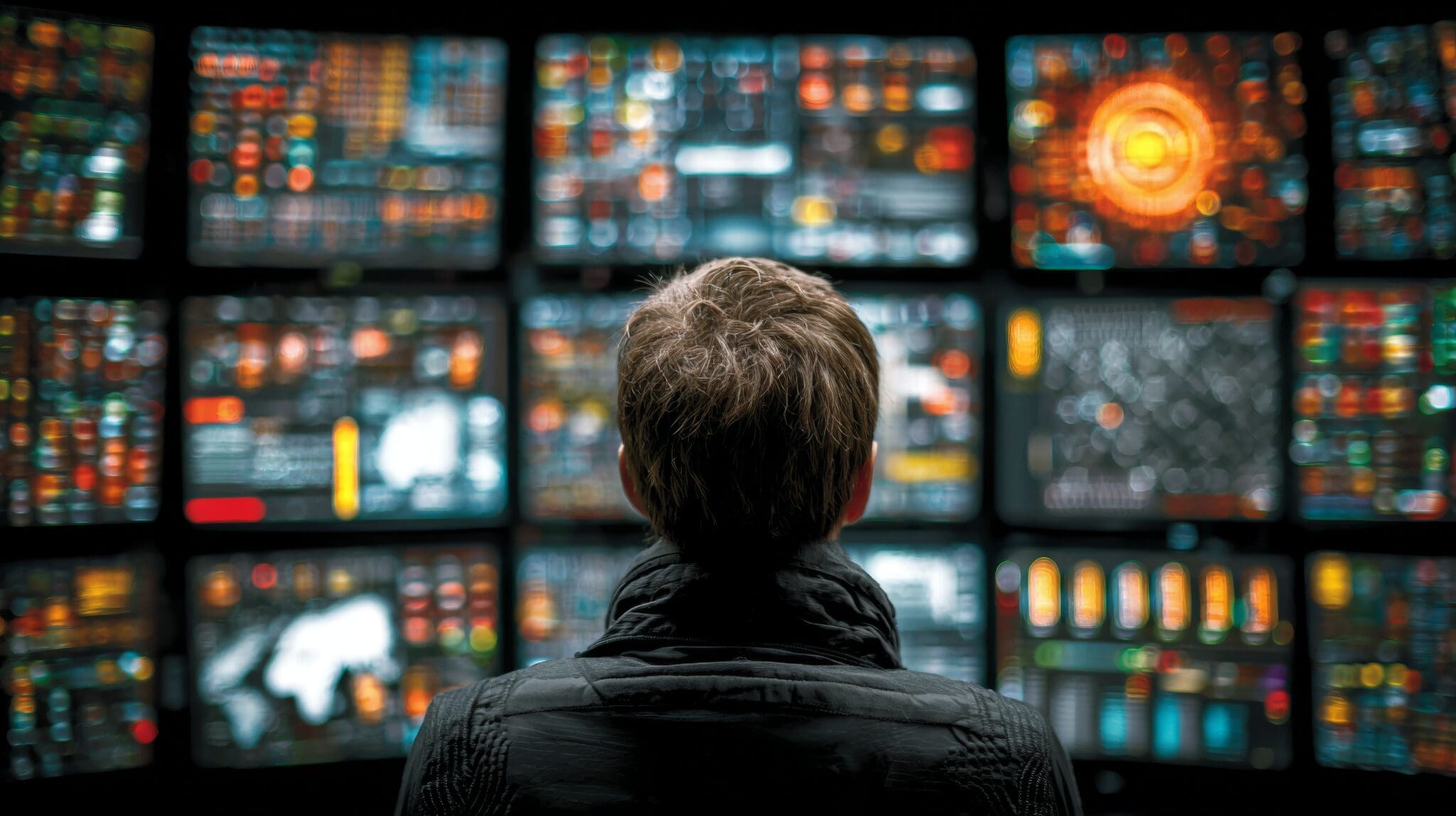 Man looking at systems