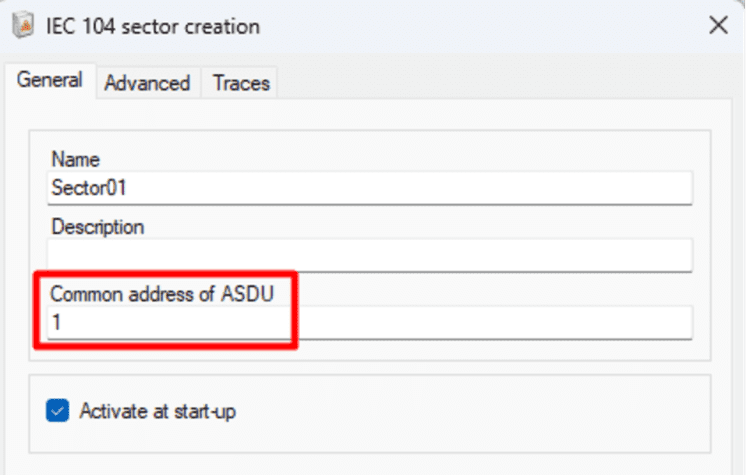 IEC 104 Sector creation