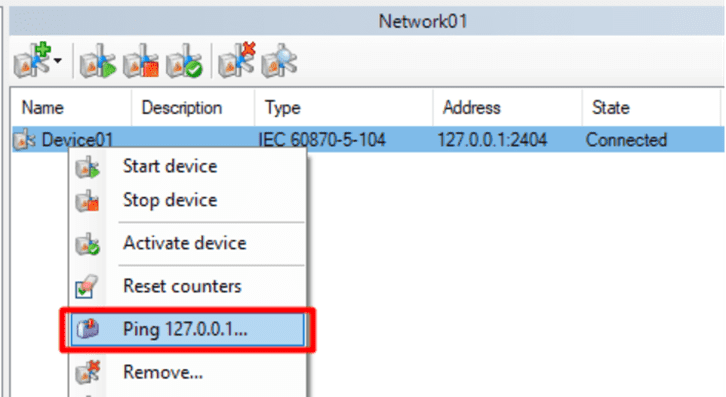 Ping the device directly from Application Explorer